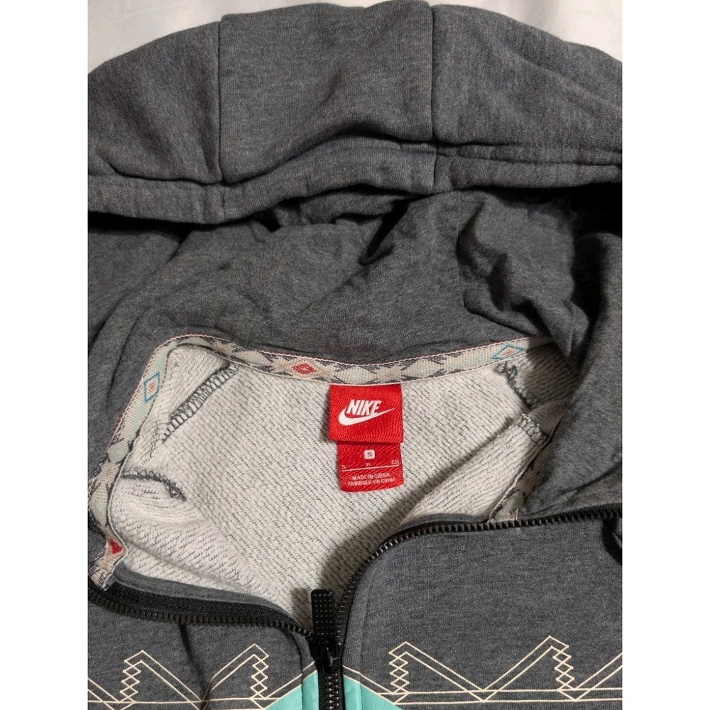 Nike N7 Full Zip Hoodie Small Gray Native Aztec Graphic Sweatshirt Womens - Picture 4 of 9